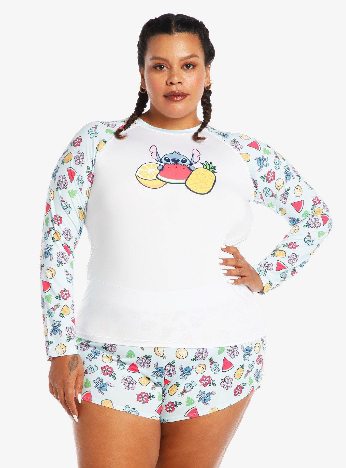 Disney Lilo & Stitch Fruit Girls Rash Guard Plus Size, MULTI, alternate