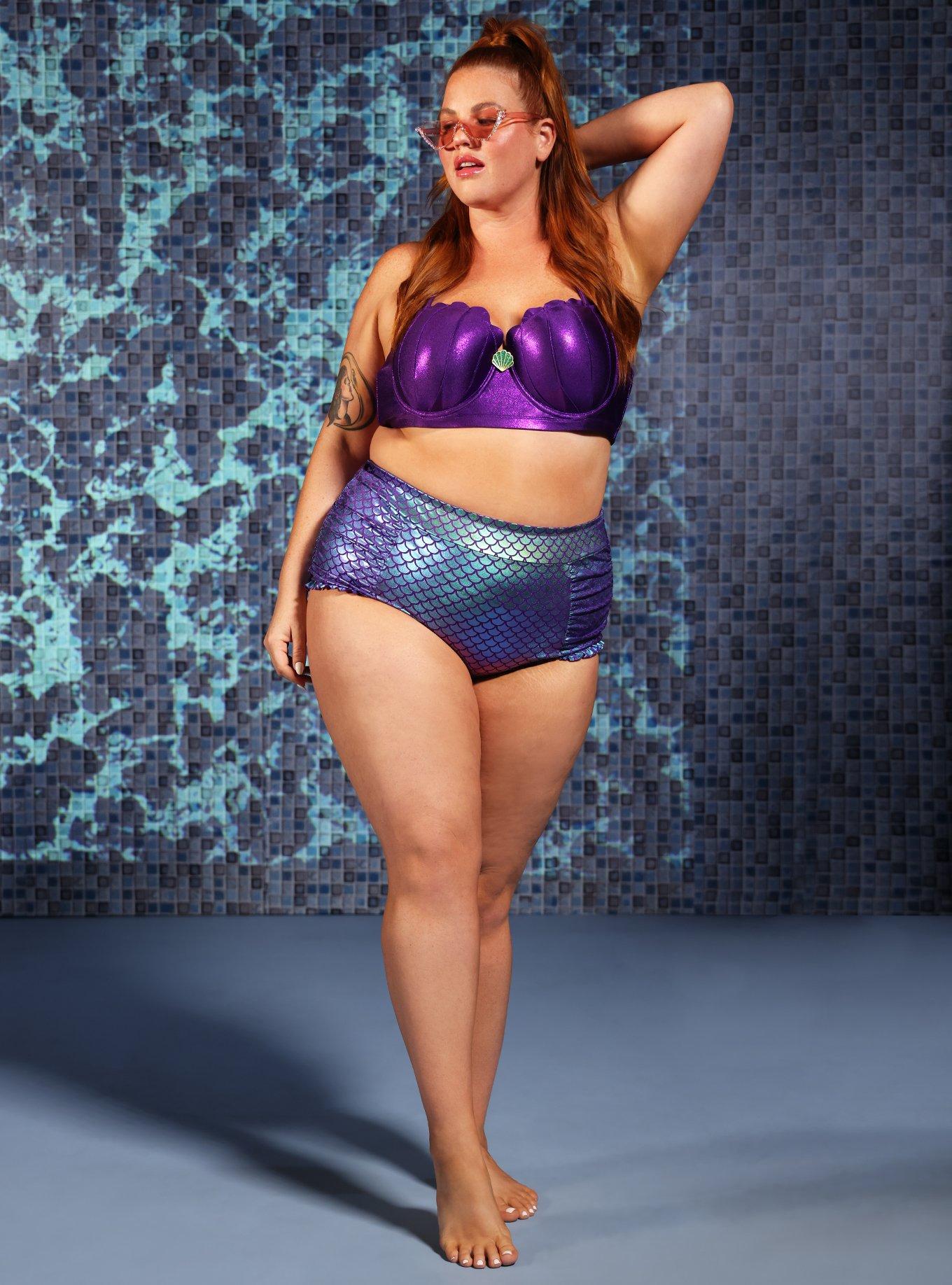 Plus Size - Disney The Little Mermaid Ariel Shell Purple Wireless Triangle  Bikini Top - Torrid