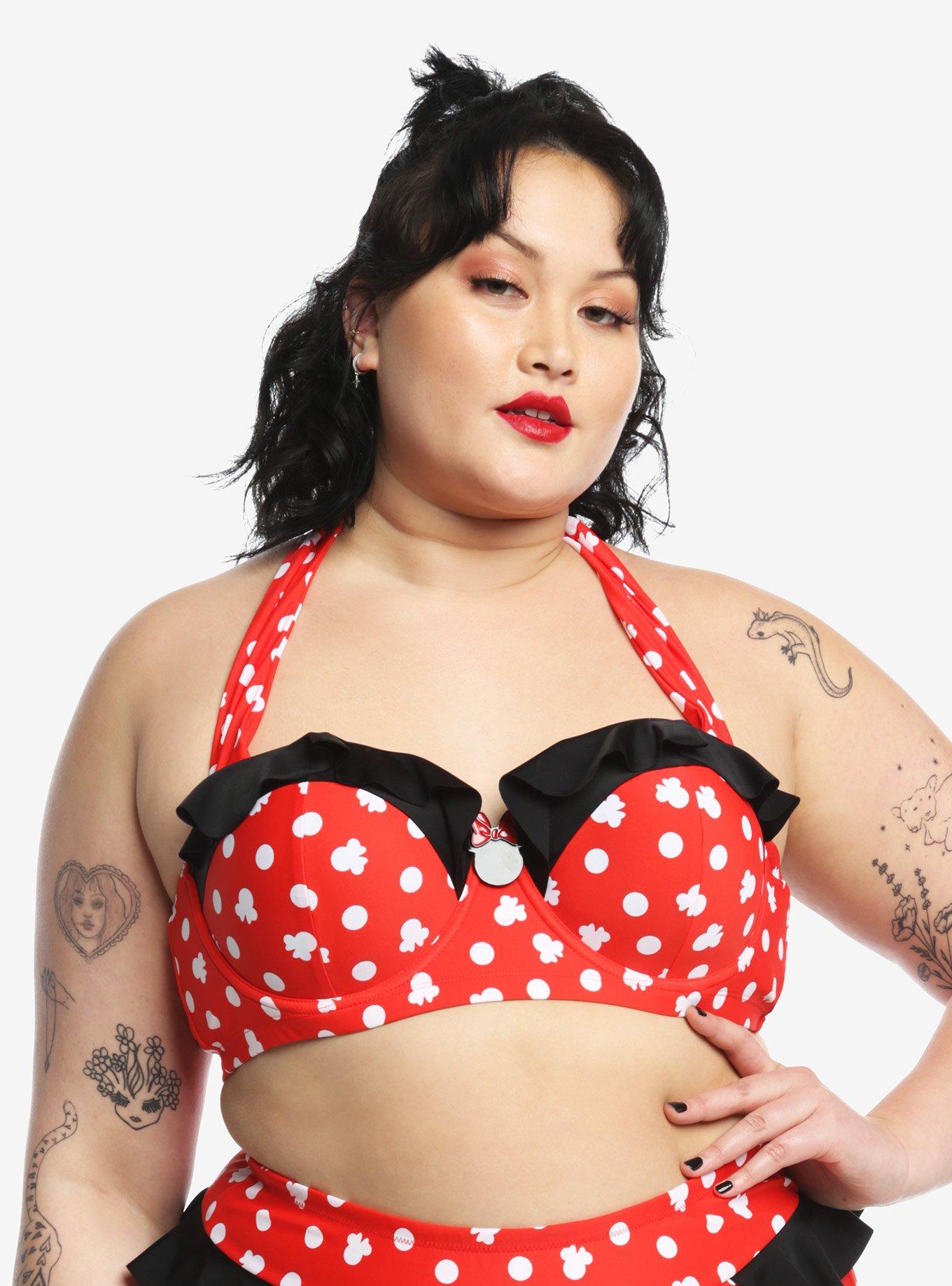 Disney Minnie Mouse Ruffled Halter Swim Top Plus Size, MULTI, alternate