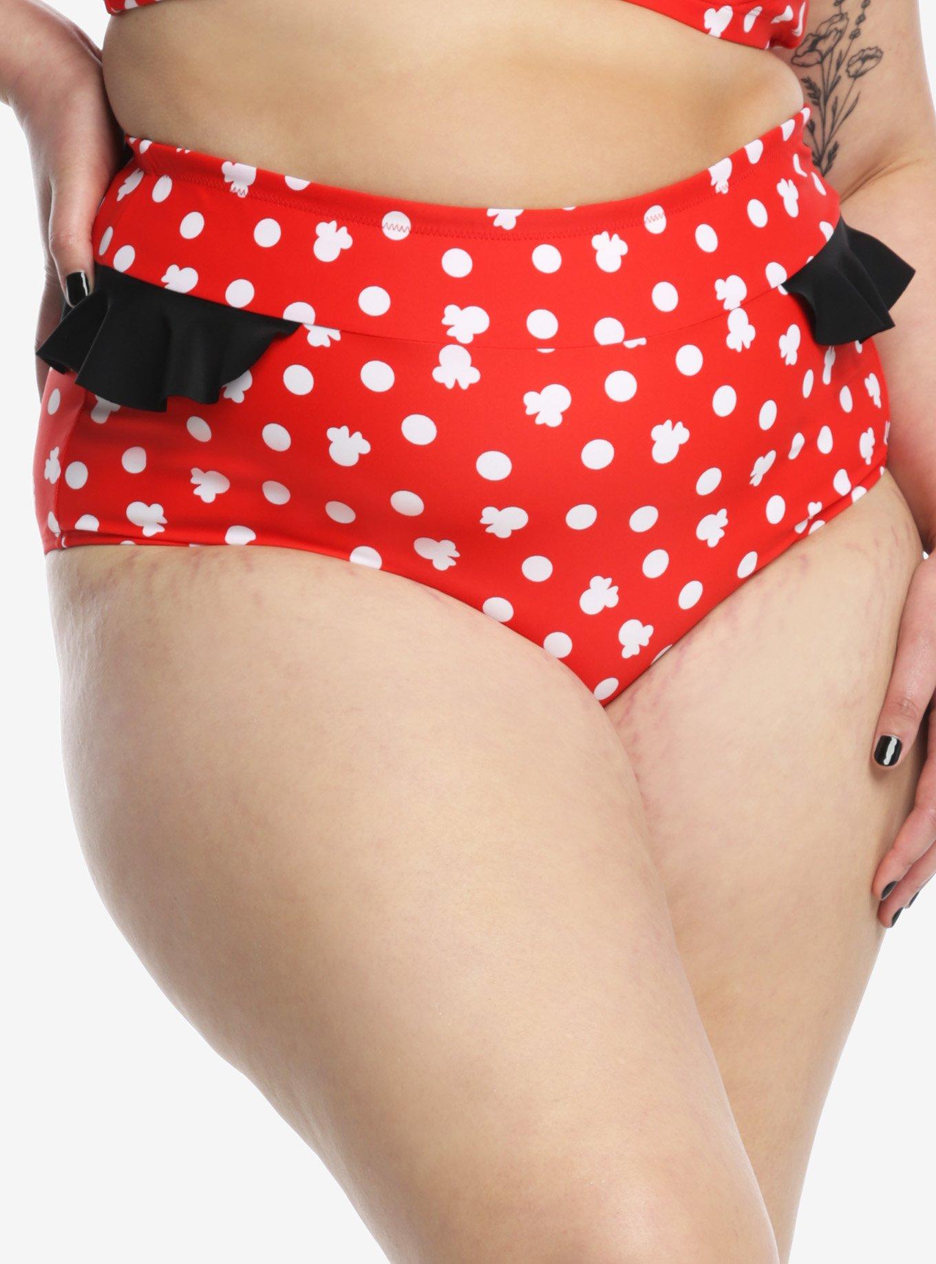 Disney Minnie Mouse Ruffled High-Waisted Swim Bottoms Plus Size, MULTI, alternate