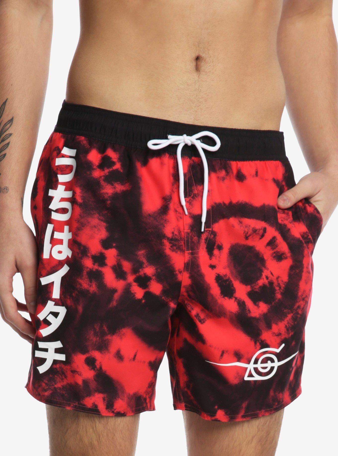 Naruto Shippuden Itachi Red Wash Swim Trunks, MULTI, alternate