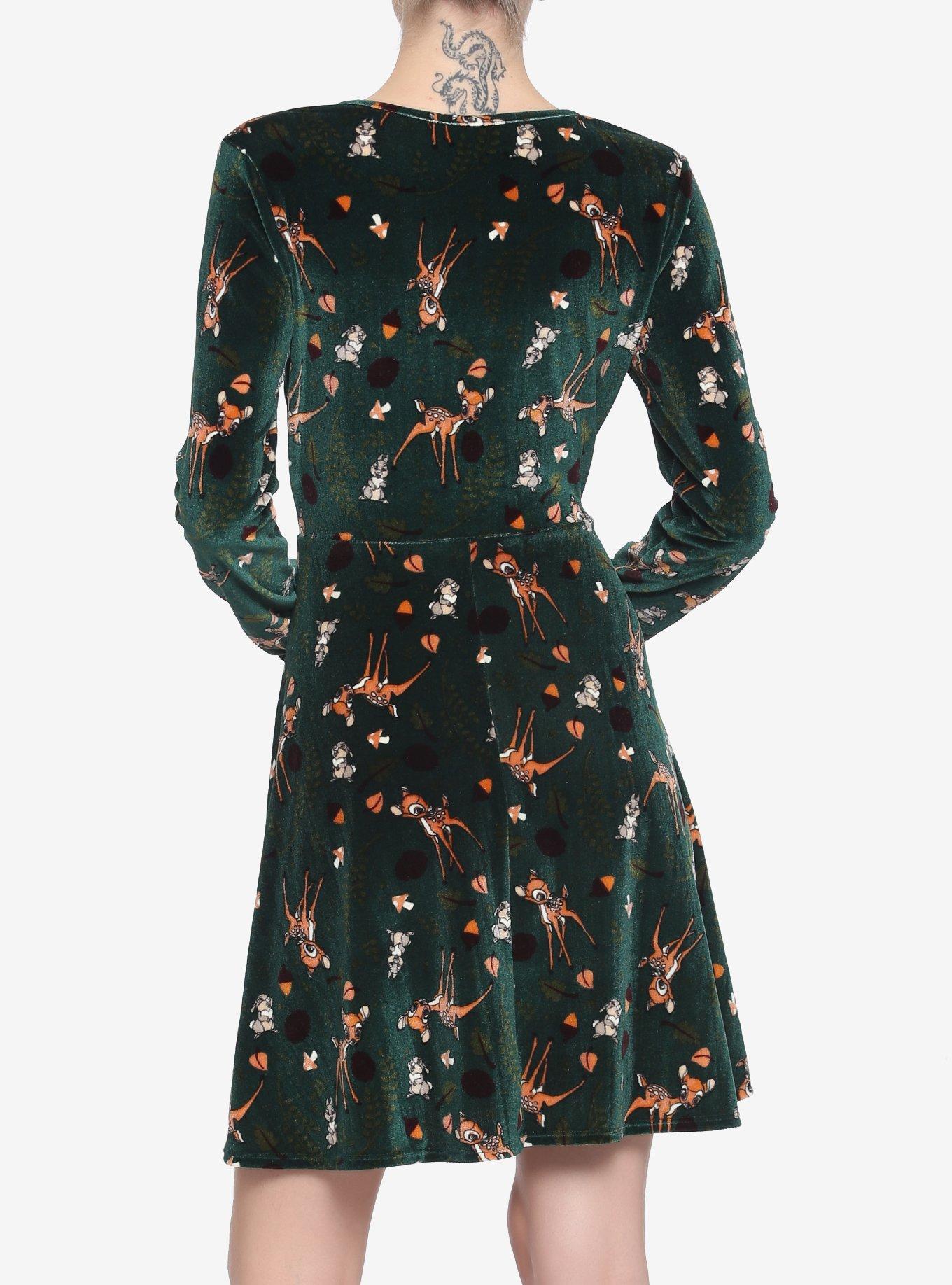 Disney Bambi Forest Velvet Long-Sleeve Dress, MULTI, alternate