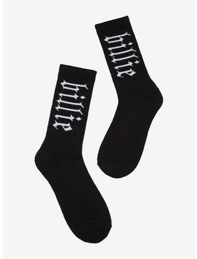 Billie Eilish Name Black Crew Socks, , hi-res