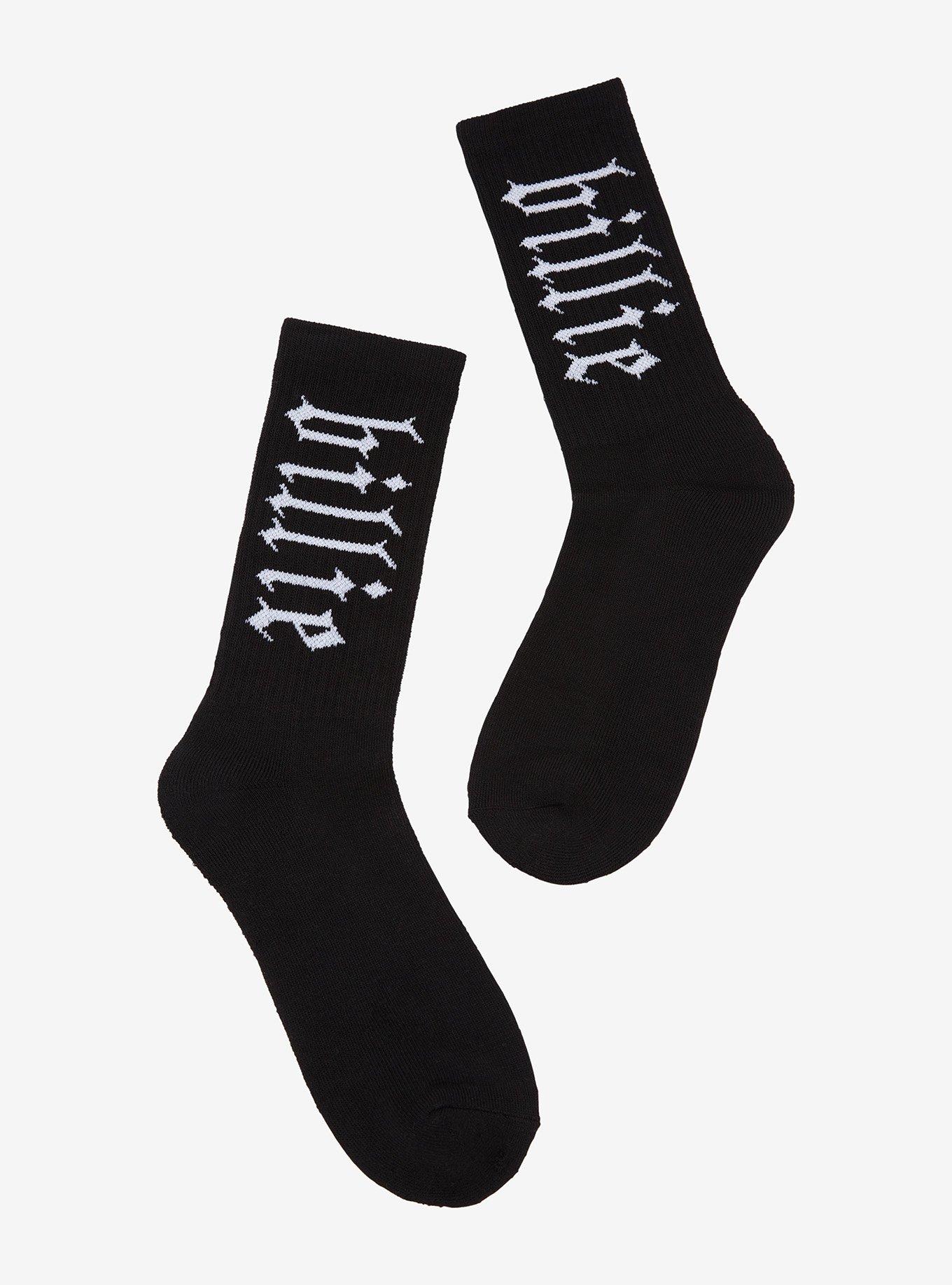 Billie Eilish Name Black Crew Socks, , alternate