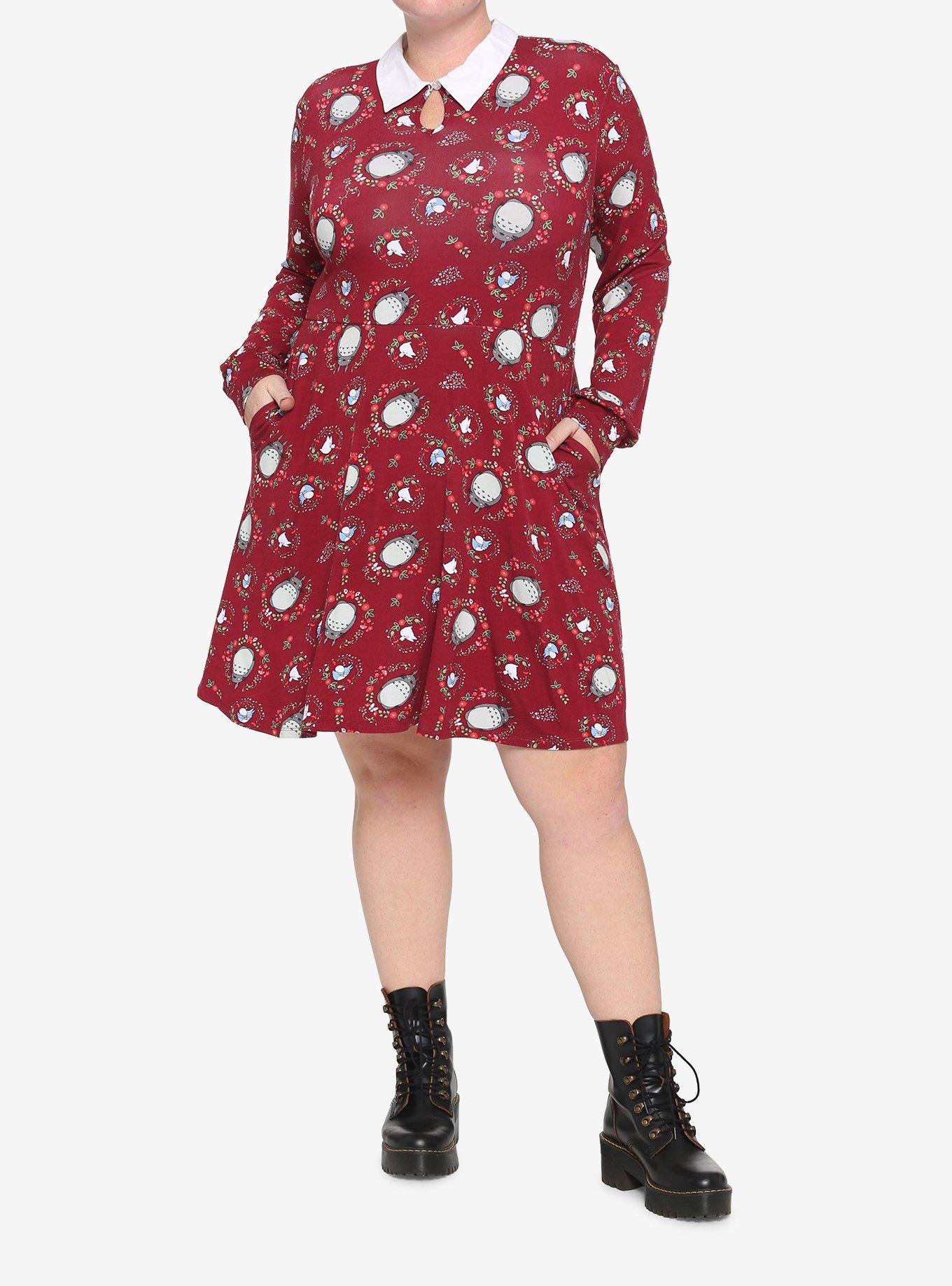 Studio Ghibli My Neighbor Totoro Collared Long-Sleeve Dress Plus Size, MULTI, alternate