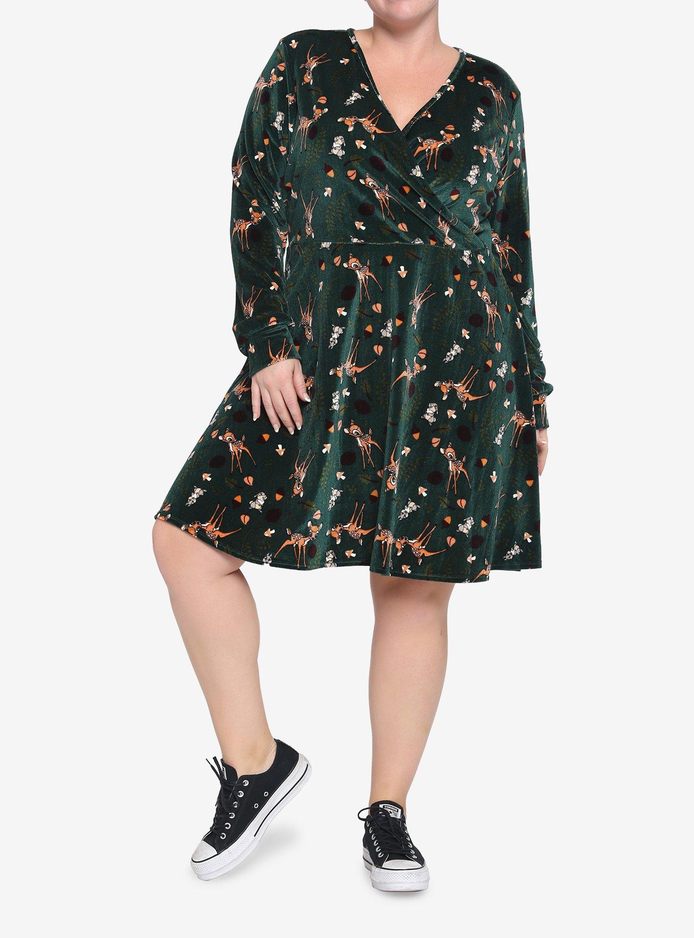 Disney Bambi Forest Velvet Long-Sleeve Dress Plus Size, MULTI, alternate