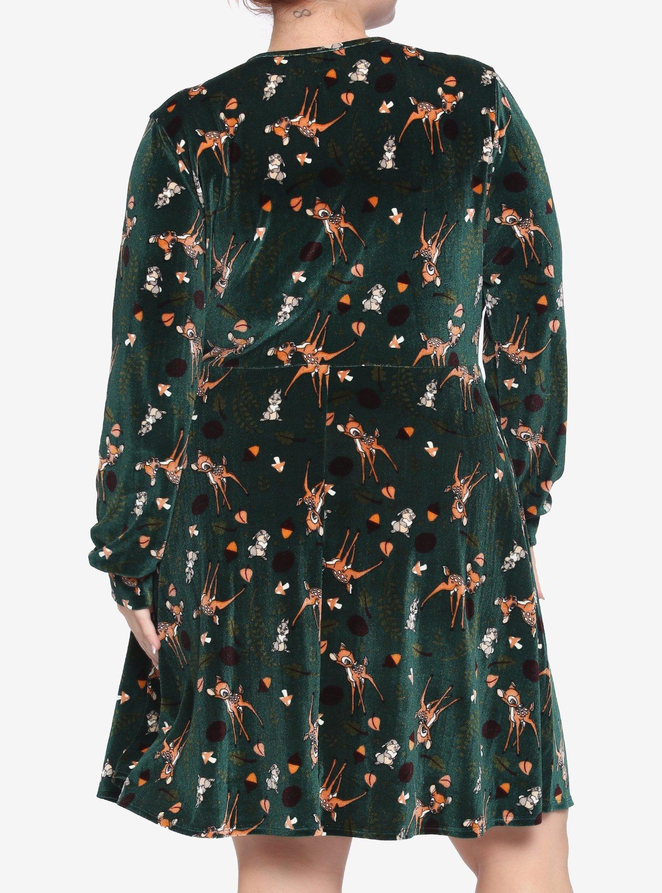 Disney Bambi Forest Velvet Long-Sleeve Dress Plus Size, MULTI, alternate