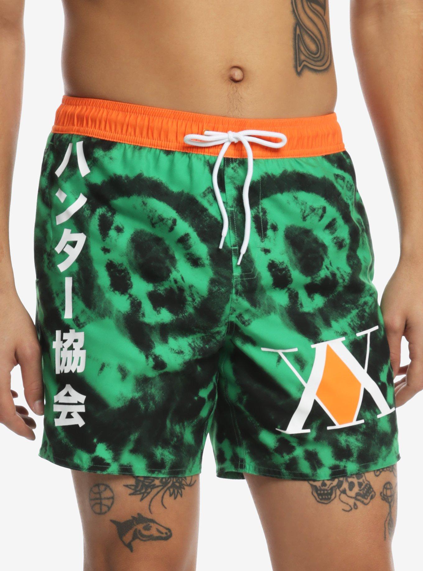 Hunter X Hunter Green Wash Logo Swim Trunks, MULTI, alternate
