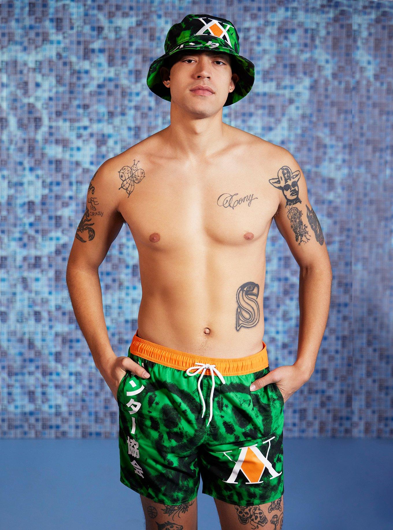 Hunter X Hunter Green Wash Logo Swim Trunks, MULTI, alternate
