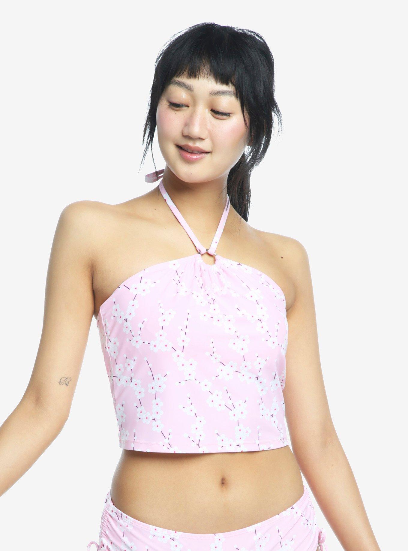 Cherry Blossom Halter Swim Top, MULTI, alternate