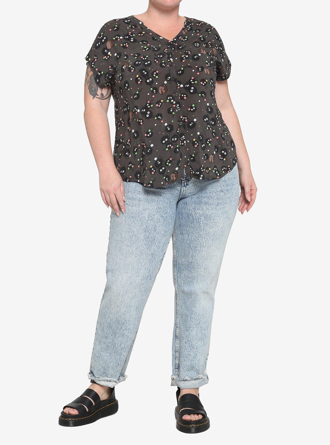 Studio Ghibli Spirited Away Soot Sprites Girls Woven Button-Up Plus Size, MULTI, alternate