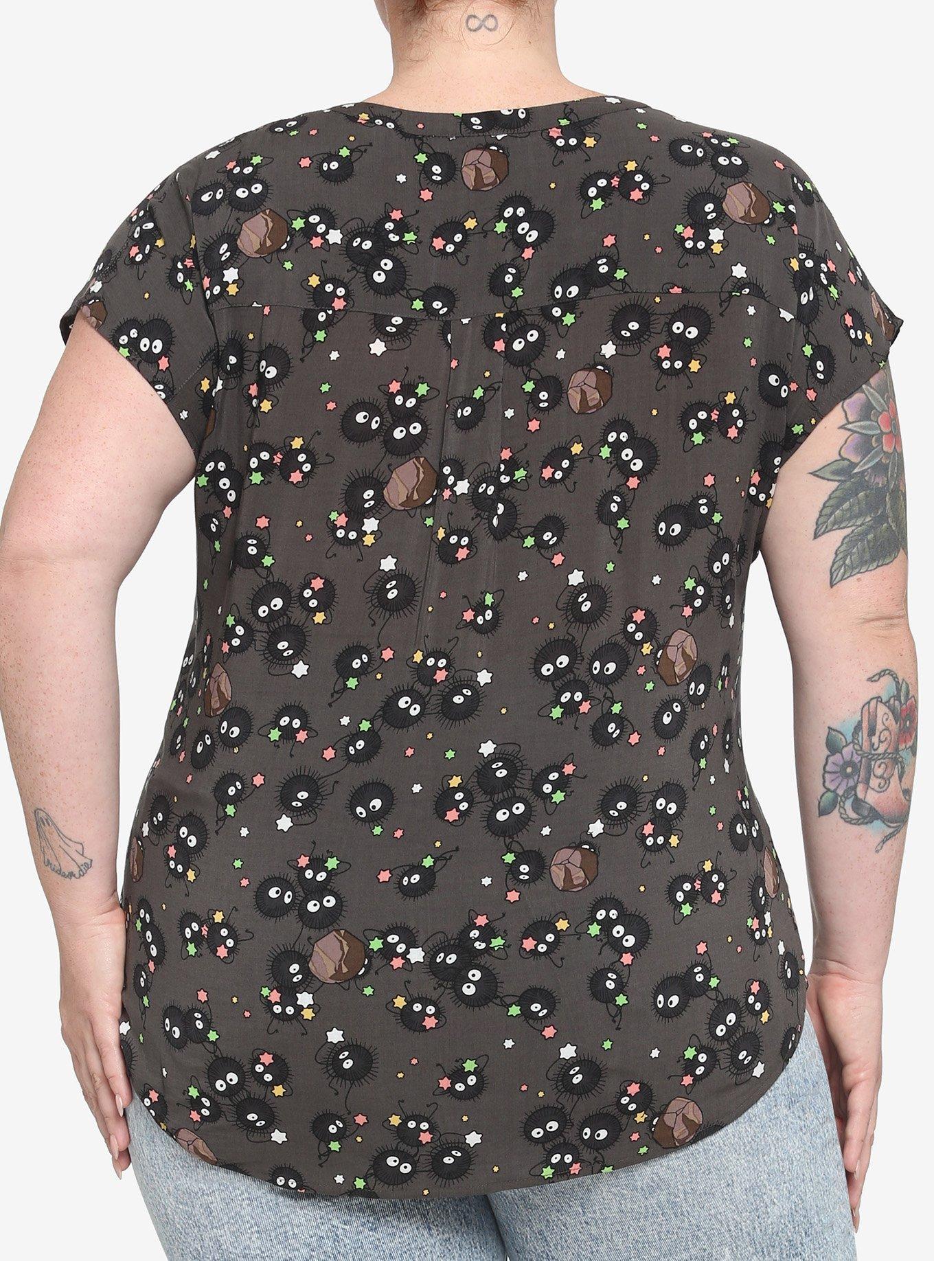 Studio Ghibli Spirited Away Soot Sprites Girls Woven Button-Up Plus Size, MULTI, alternate