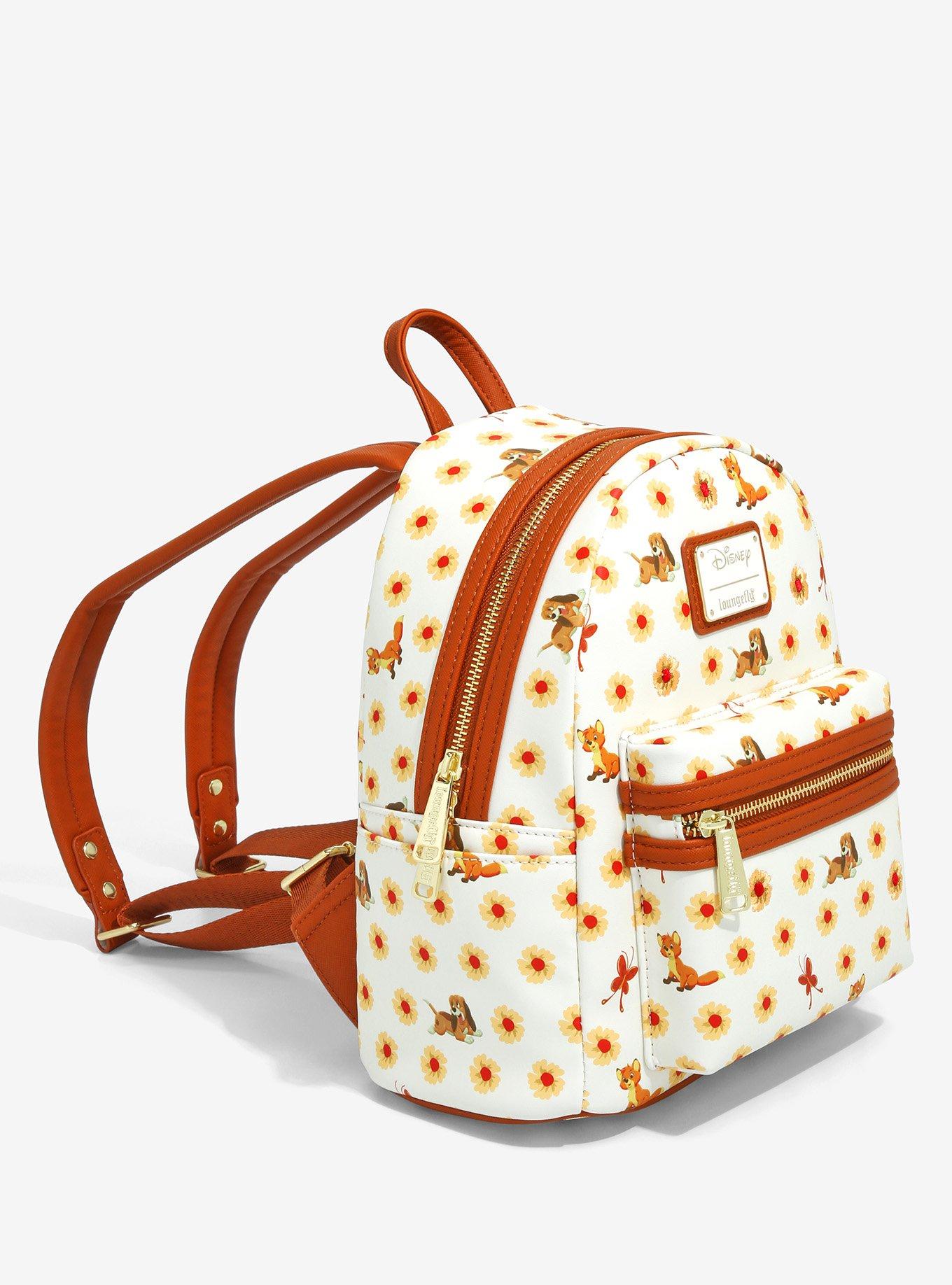 Loungefly Disney The Fox and the Hound Floral Allover Print Mini Backpack - BoxLunch Exclusive, , alternate
