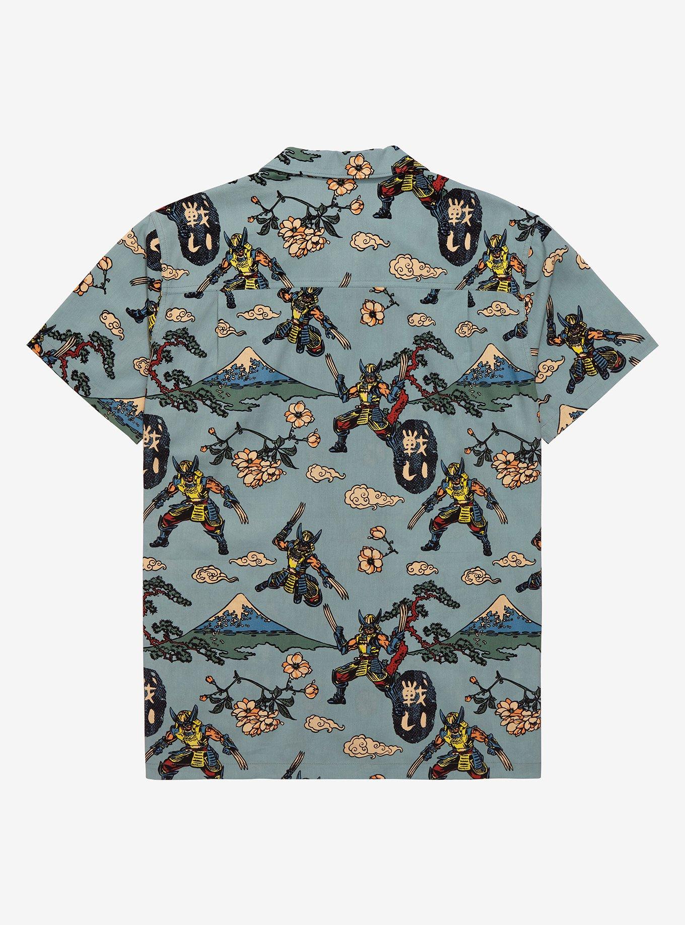 Marvel X-Men Wolverine Samurai Woven Button-Up - BoxLunch Exclusive, SAGE, alternate