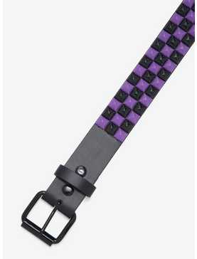 Black & Purple Three Row Pyramid Stud Belt, , hi-res