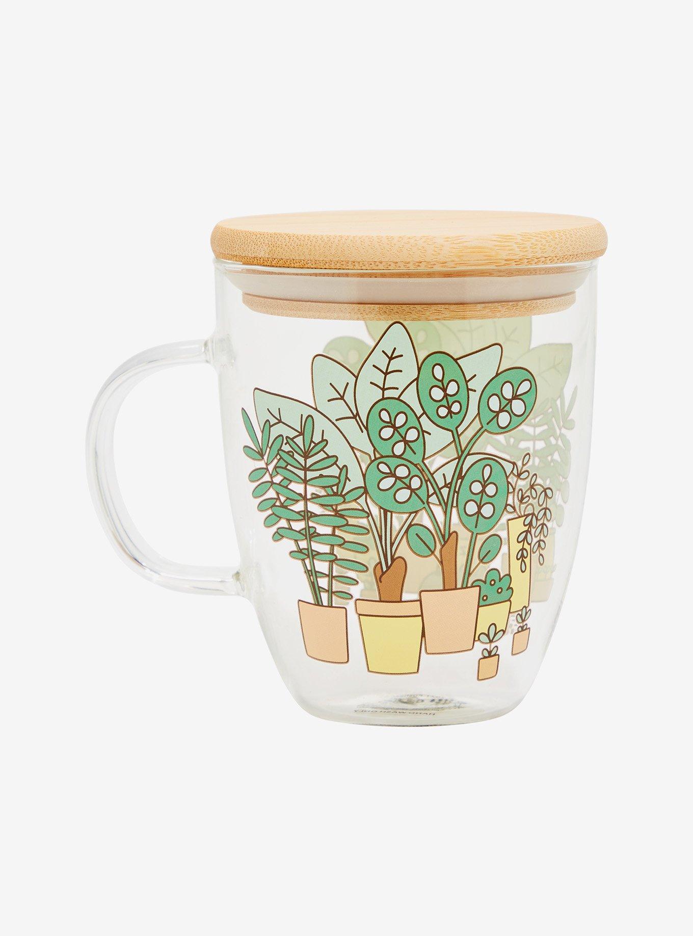 Pusheen House Plants Glass Mug with Lid, , alternate