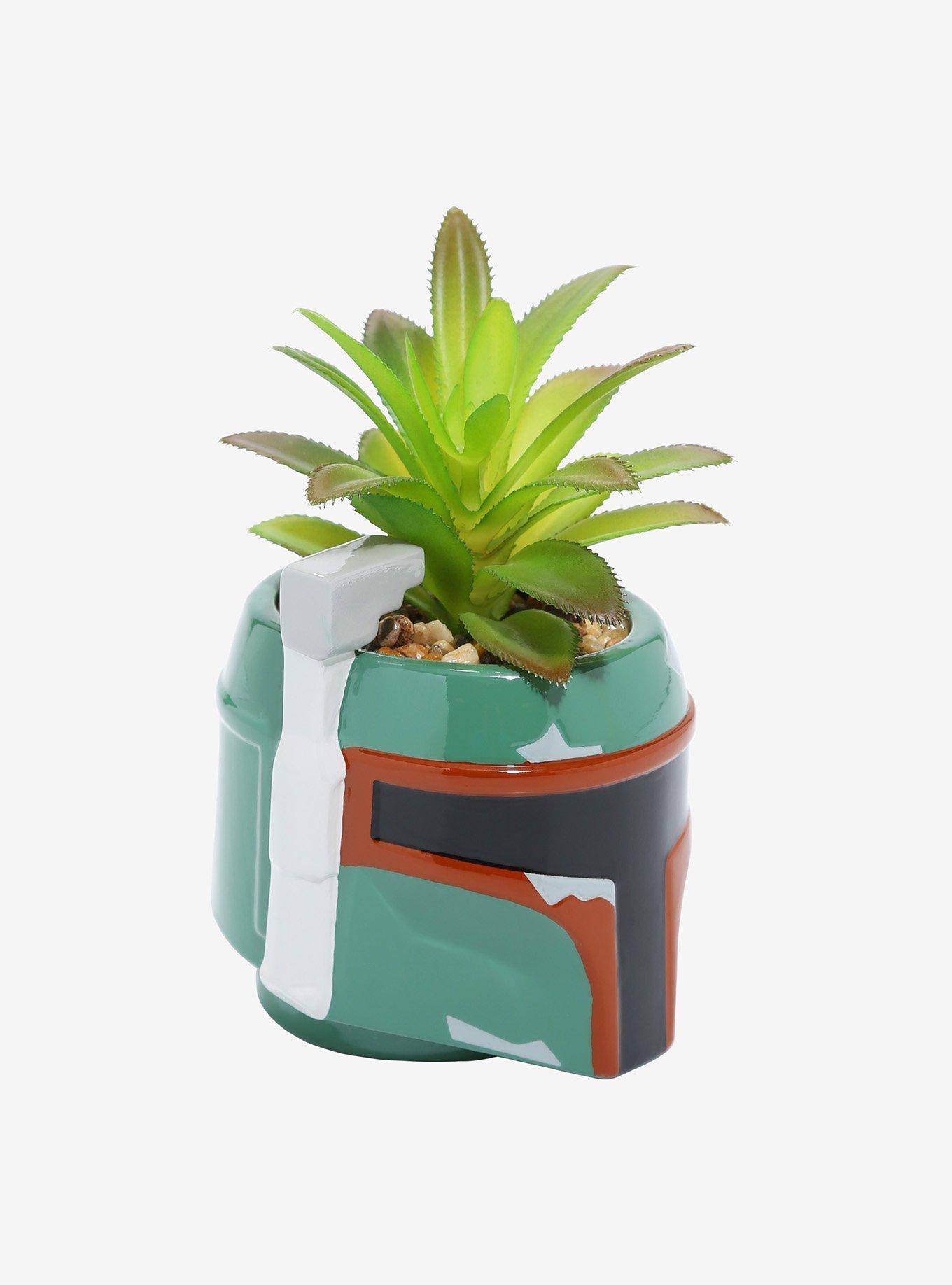 Star Wars Boba Fett Helmet Faux Succulent Planter, , alternate