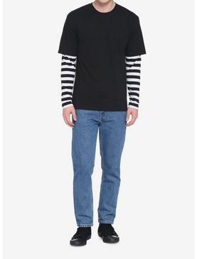 Black & White Stripe Twofer Long-Sleeve T-Shirt, , hi-res