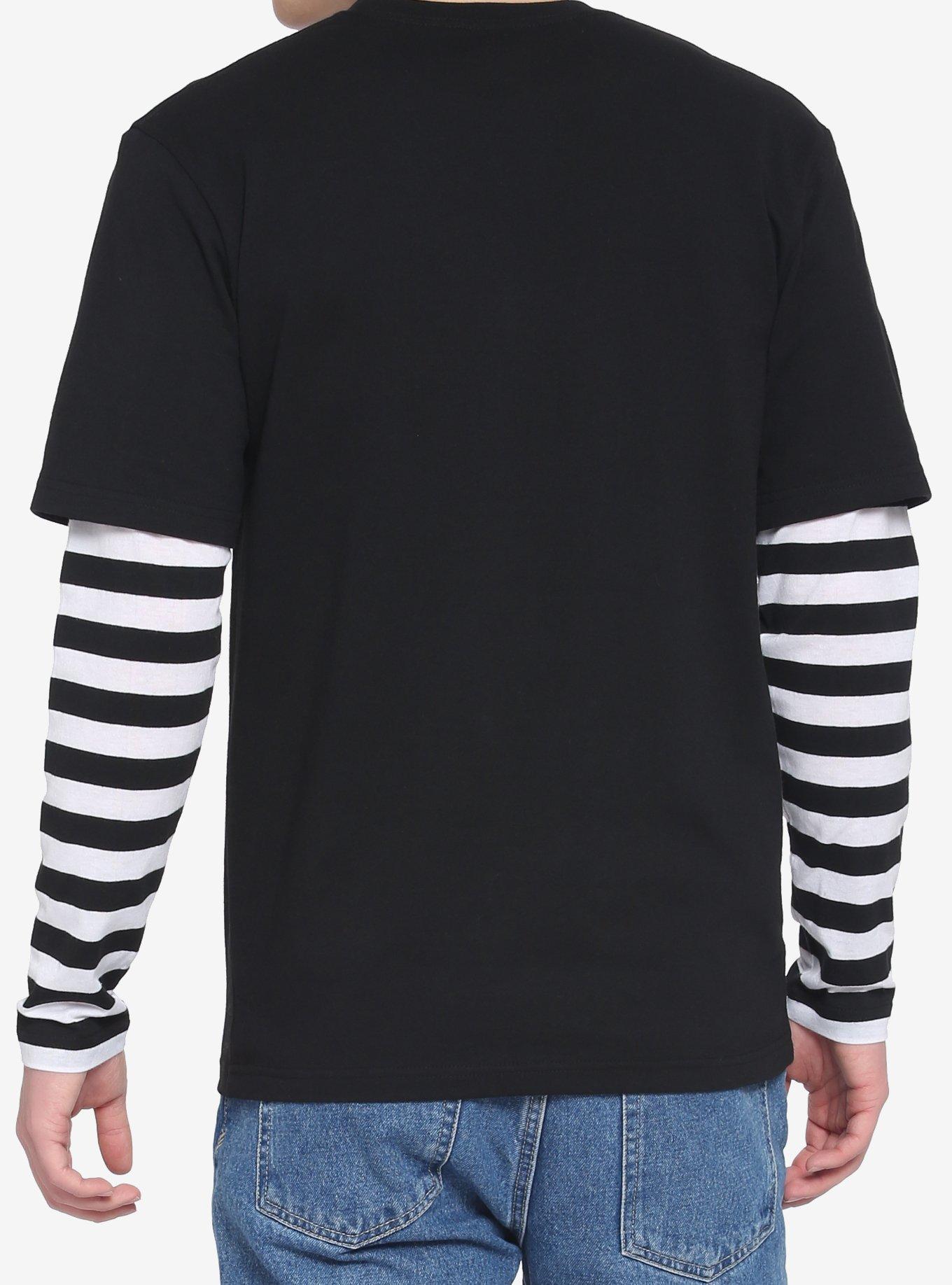 Black & White Stripe Twofer Long-Sleeve T-Shirt, STRIPE - WHITE, alternate