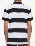 Black & White Stripe Zipper Polo Shirt, STRIPE - WHITE, alternate
