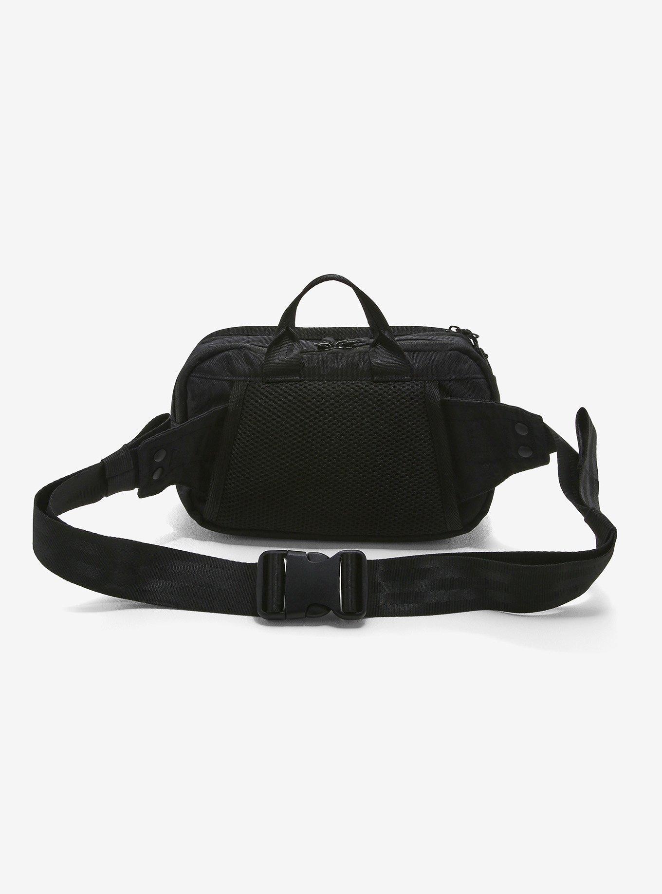 Black Buckle & Chain Fanny Pack, , alternate