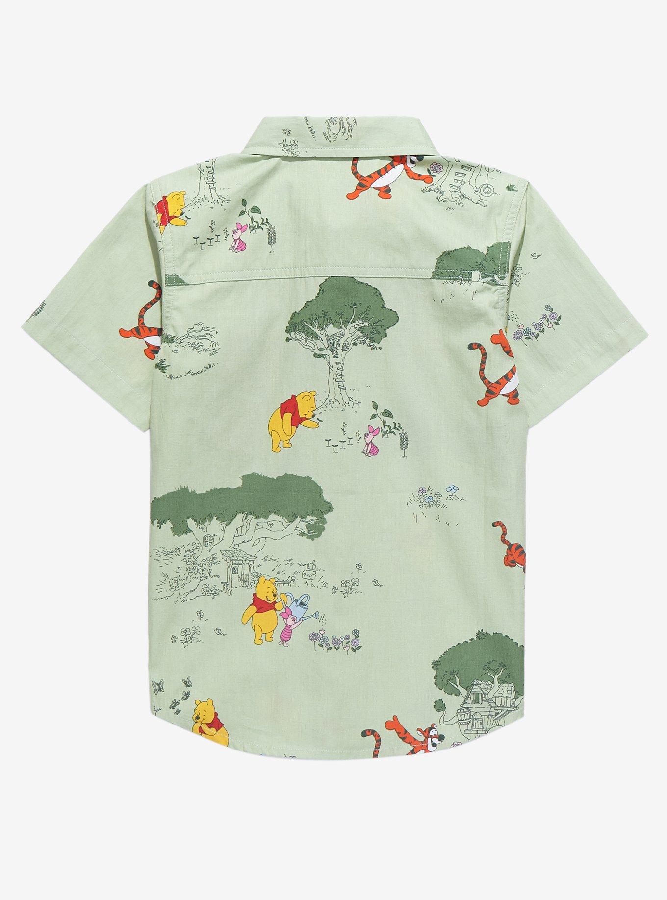 Disney Winnie the Pooh Earth Day Scenic Toddler Woven Button-Up - BoxLunch Exclusive, LIGHT GREEN, alternate