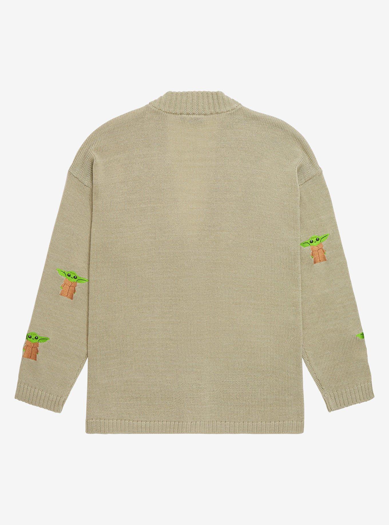 Star Wars The Mandalorian The Child Embroidered Women&rsquo;s Cardigan - BoxLunch Exclusive, GREY, alternate