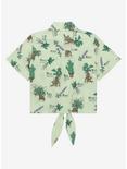 Harry Potter Herbology Notes Women’s Tie-Front Woven Top - BoxLunch Exclusive, SAGE, alternate