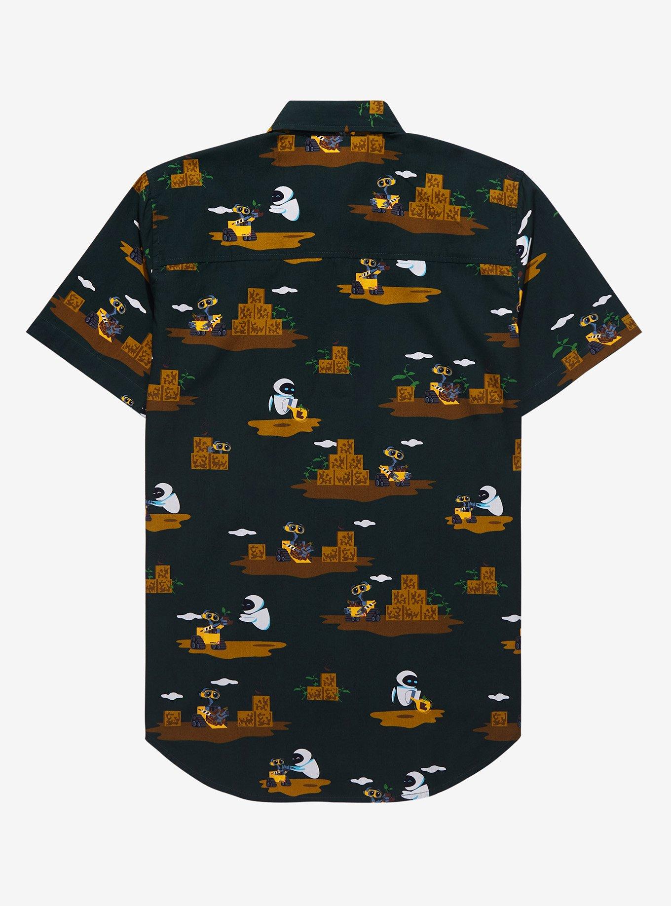 Disney Pixar WALL-E Scenic Earth Day Woven Button-Up - BoxLunch Exclusive, DARK GREEN, alternate