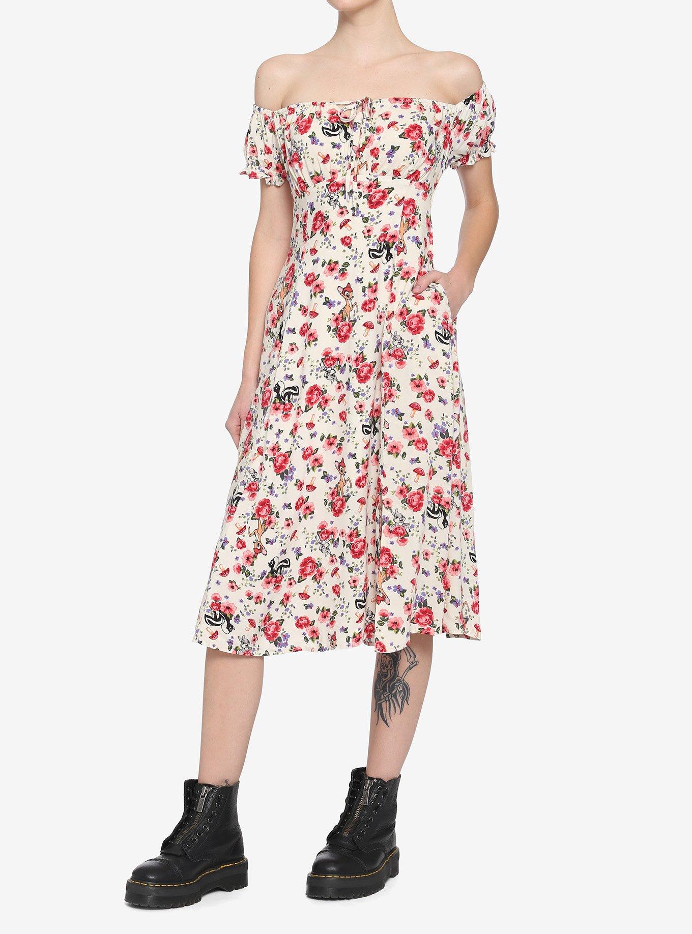 Disney Bambi Floral Puff Sleeve Dress, MULTI, alternate