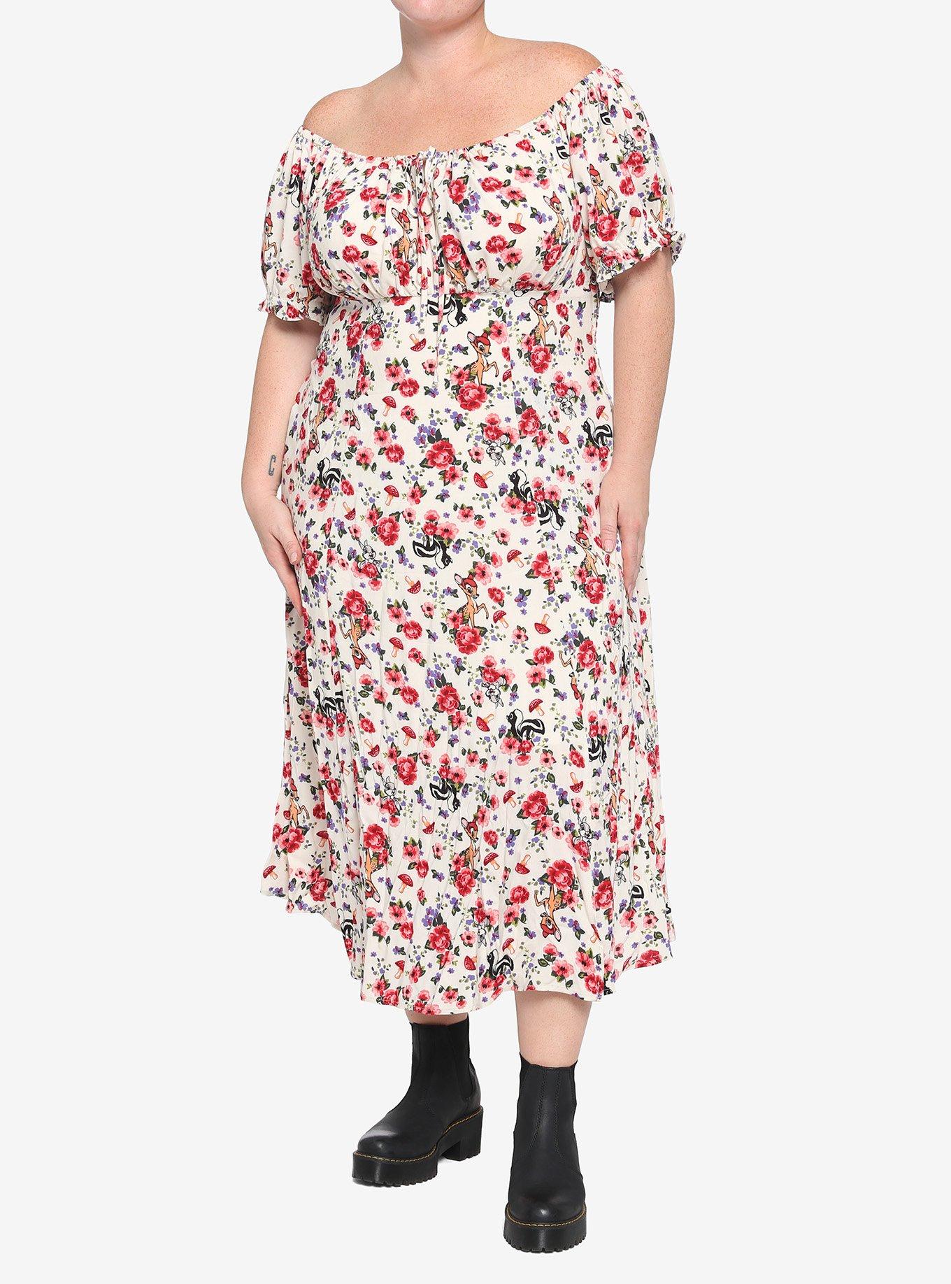 Disney Bambi Floral Puff Sleeve Dress Plus Size, MULTI, alternate