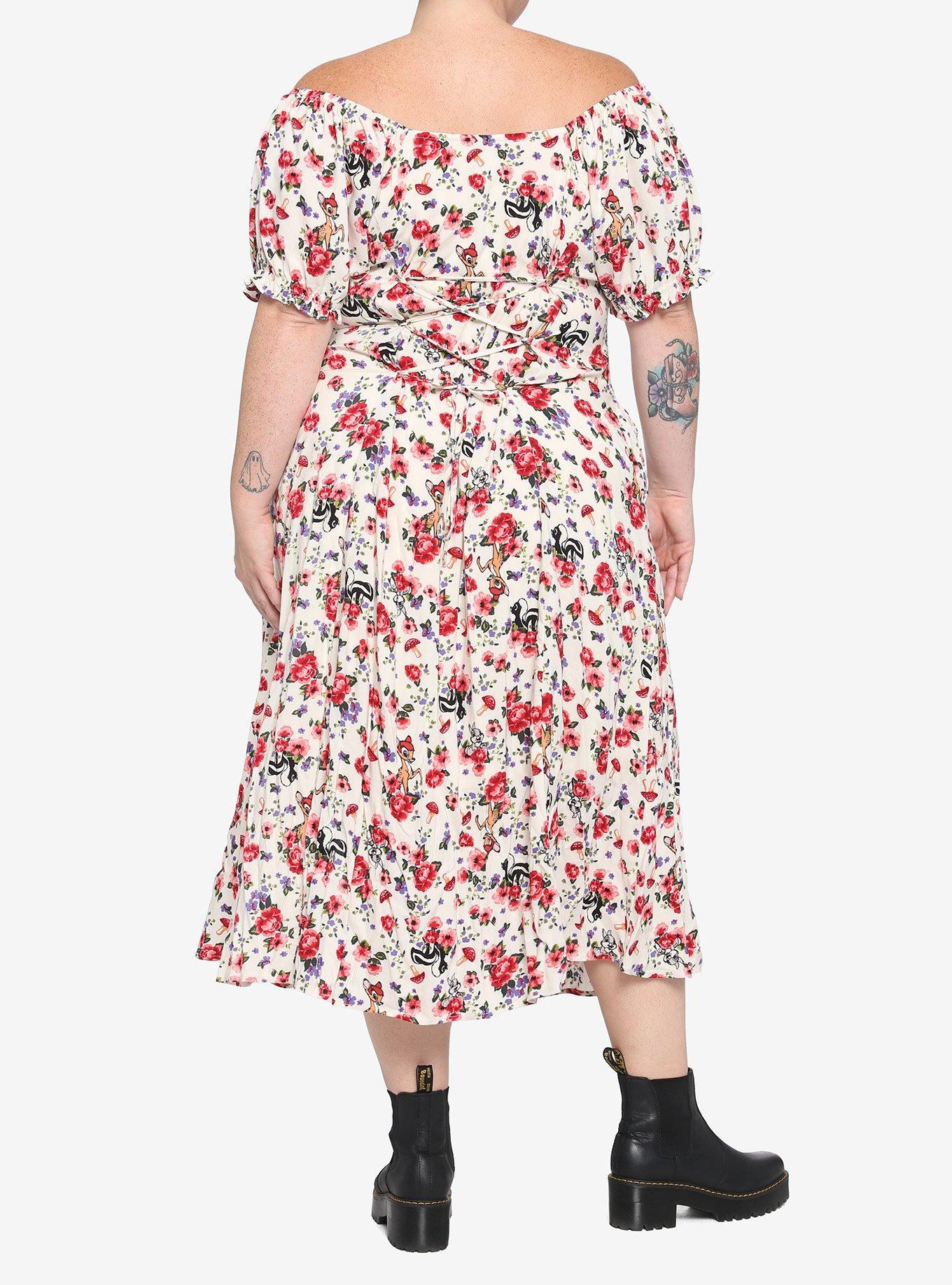 Disney Bambi Floral Puff Sleeve Dress Plus Size, MULTI, alternate
