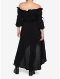 Black Hi-Low Peasant Dress Plus Size, , alternate