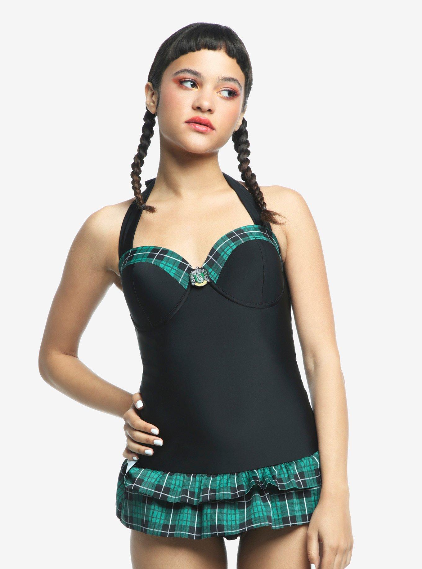 Harry Potter Slytherin Plaid Swimsuit, , alternate