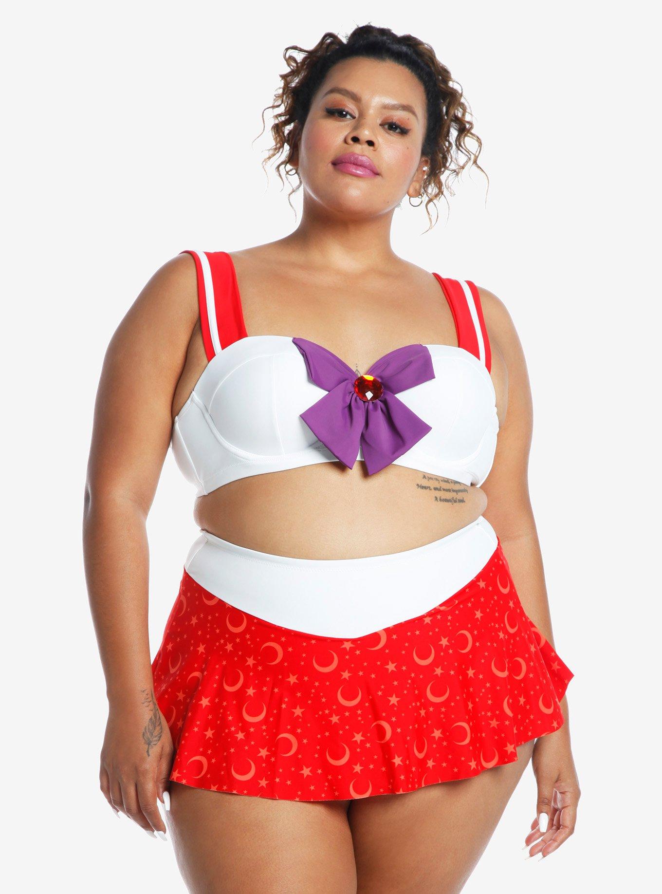 Sailor Moon Sailor Mars Cosplay Swim Top Plus Size, , alternate