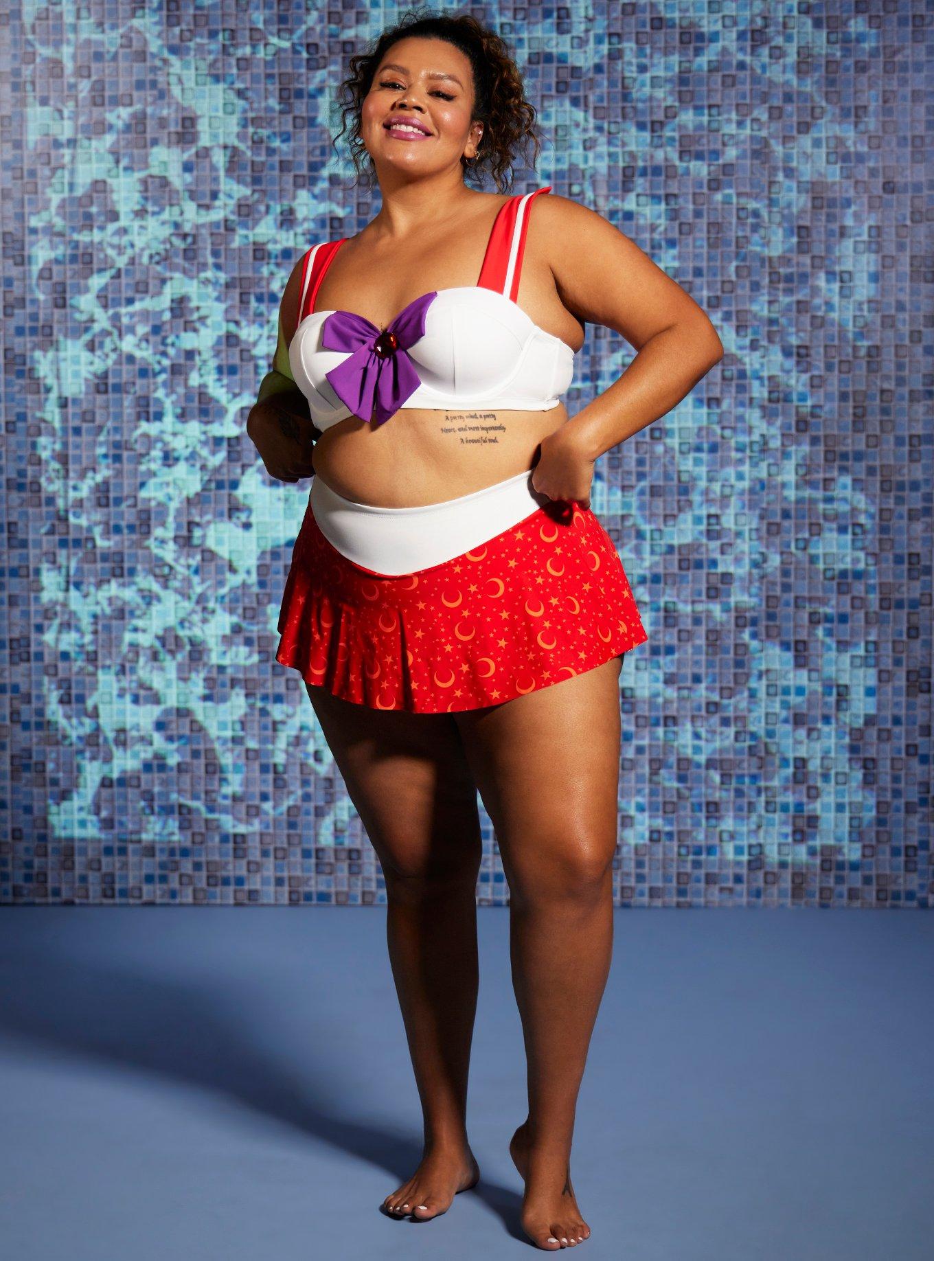 Sailor Moon Sailor Mars Cosplay Swim Top Plus Size, , alternate