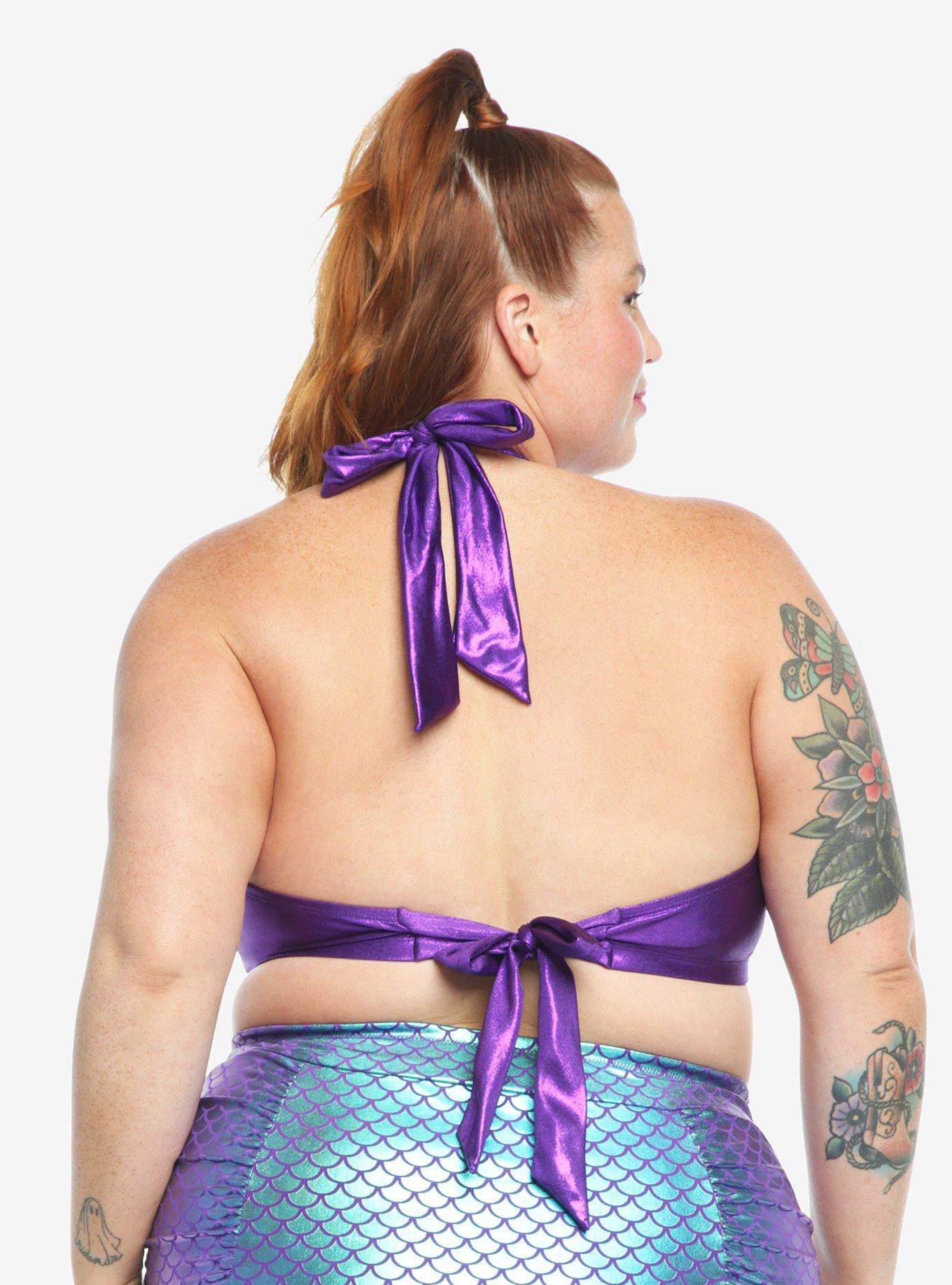 Disney The Little Mermaid Ariel Sea Shell Halter Swim Top Plus Size, , alternate
