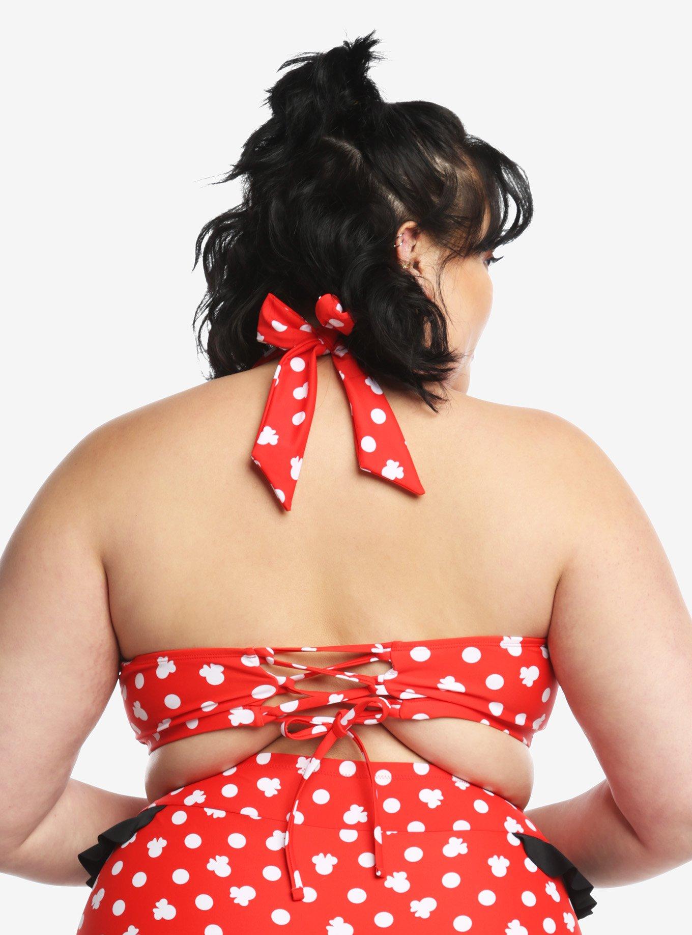 Disney Minnie Mouse Ruffled Halter Swim Top Plus Size, , alternate