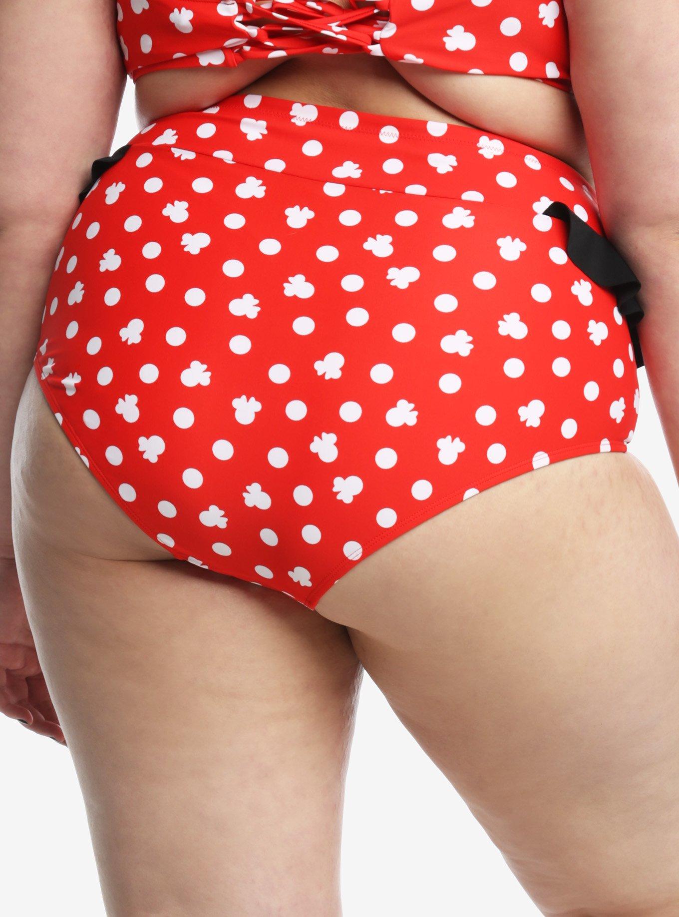 Disney Minnie Mouse Ruffled High-Waisted Swim Bottoms Plus Size, , alternate