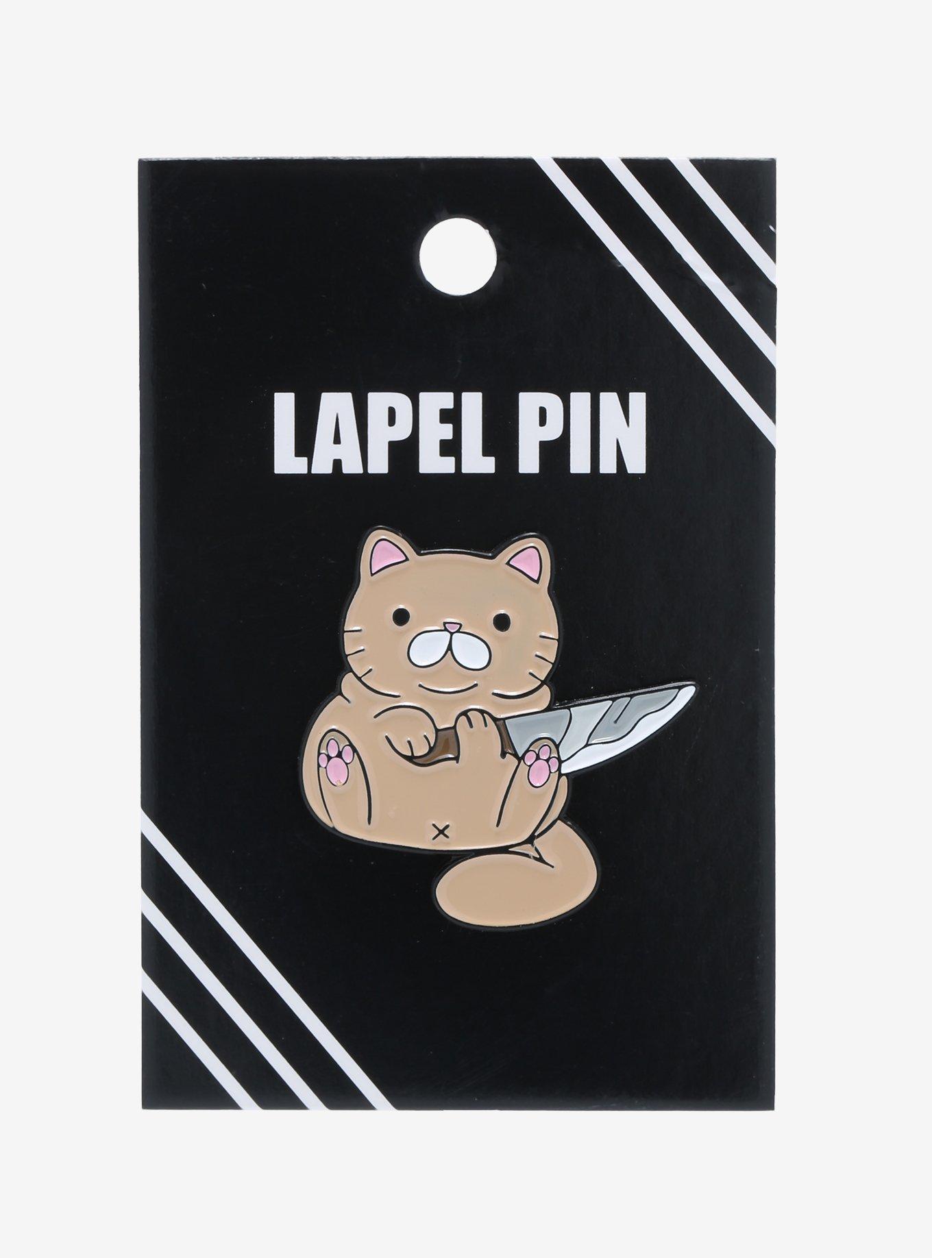 Cat With Knife Enamel Pin, , alternate
