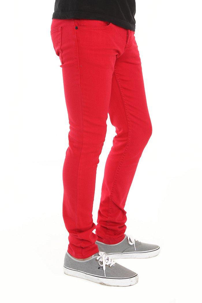 XXX RUDE 30 Inch Inseam Bright Red Wash Skinny Fit Jeans, , alternate