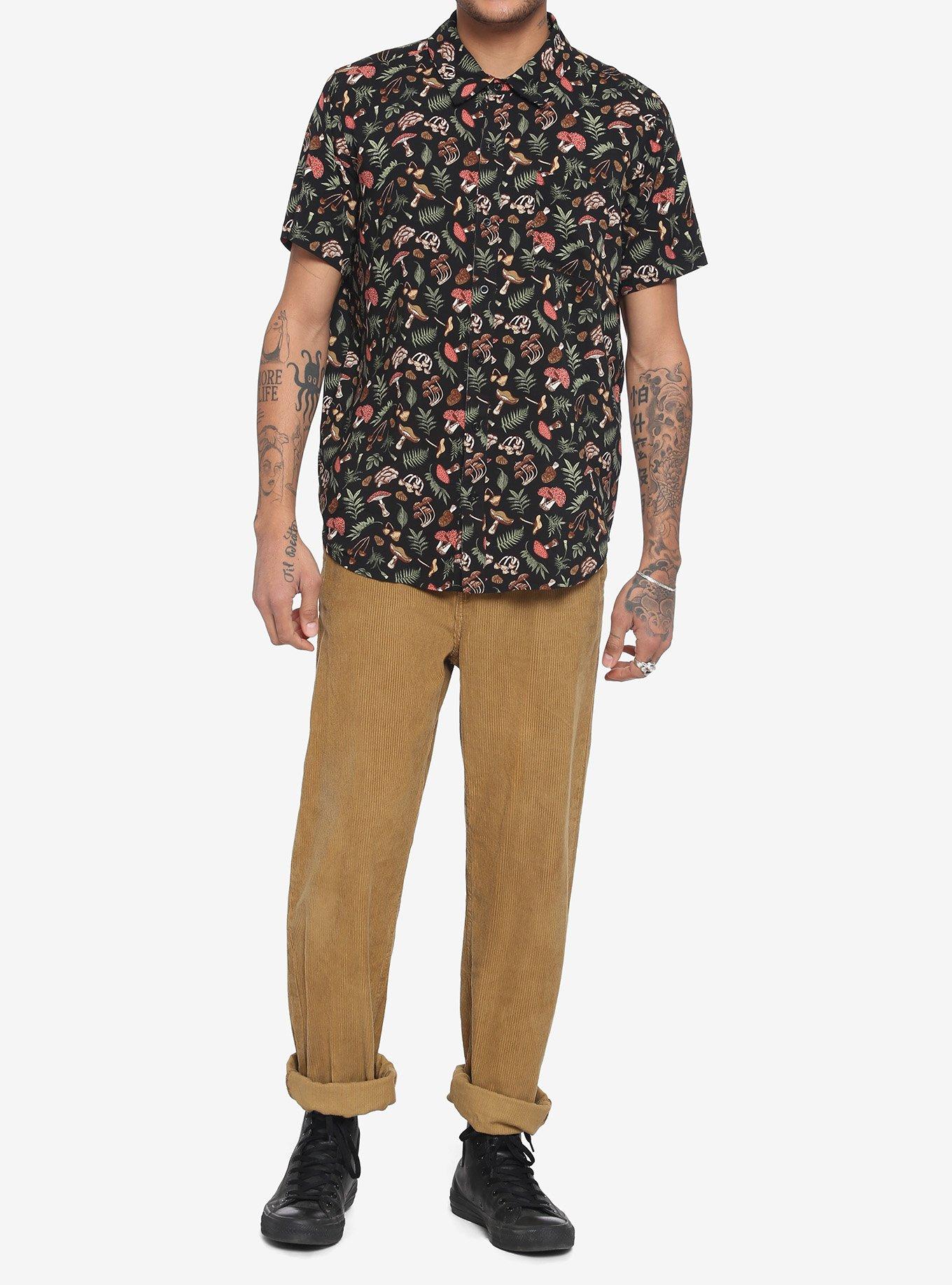Mushroom Woods Woven Button-Up, BLACK, alternate