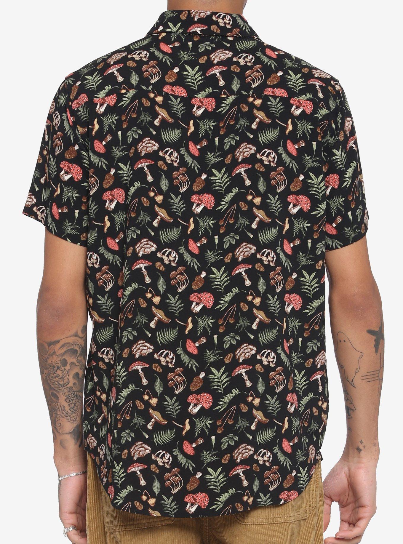 Mushroom Woods Woven Button-Up, BLACK, alternate