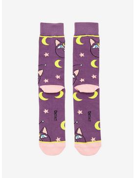 Sailor Moon Luna Allover Print Crew Socks - BoxLunch Exclusive, , hi-res