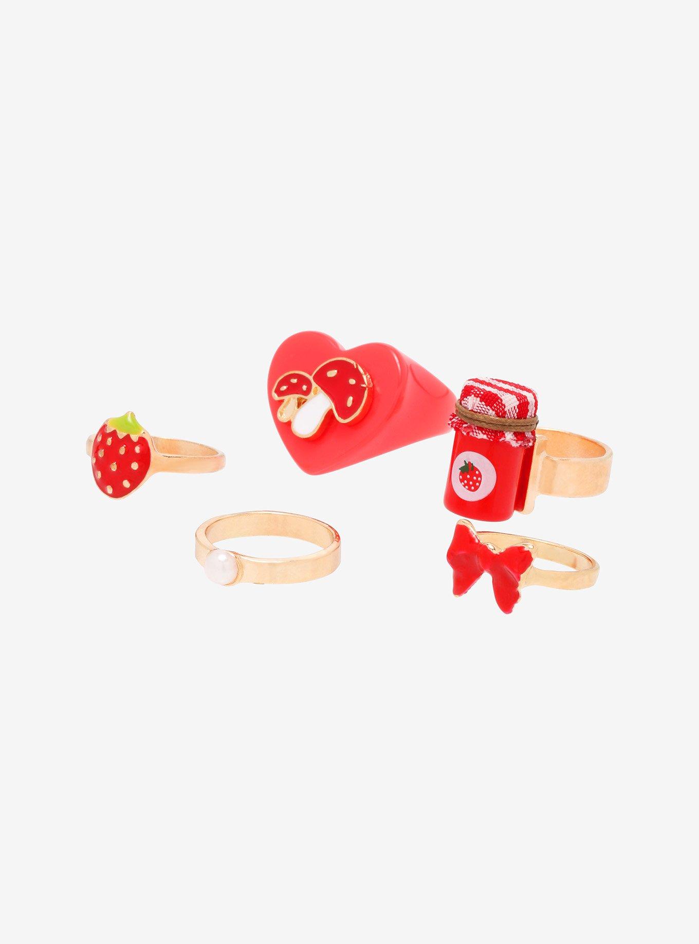 Strawberry Chunky Ring Set, , alternate