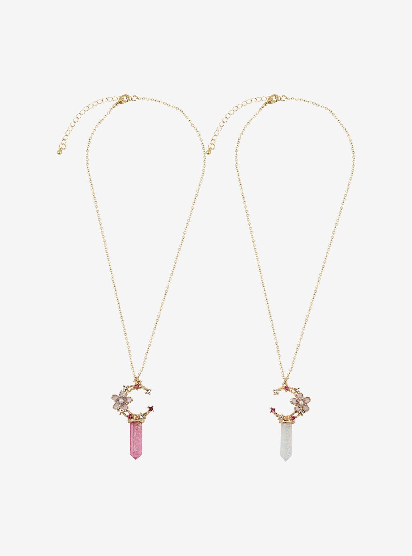 Crystal Sakura Moon Best Friend Necklace Set, , alternate
