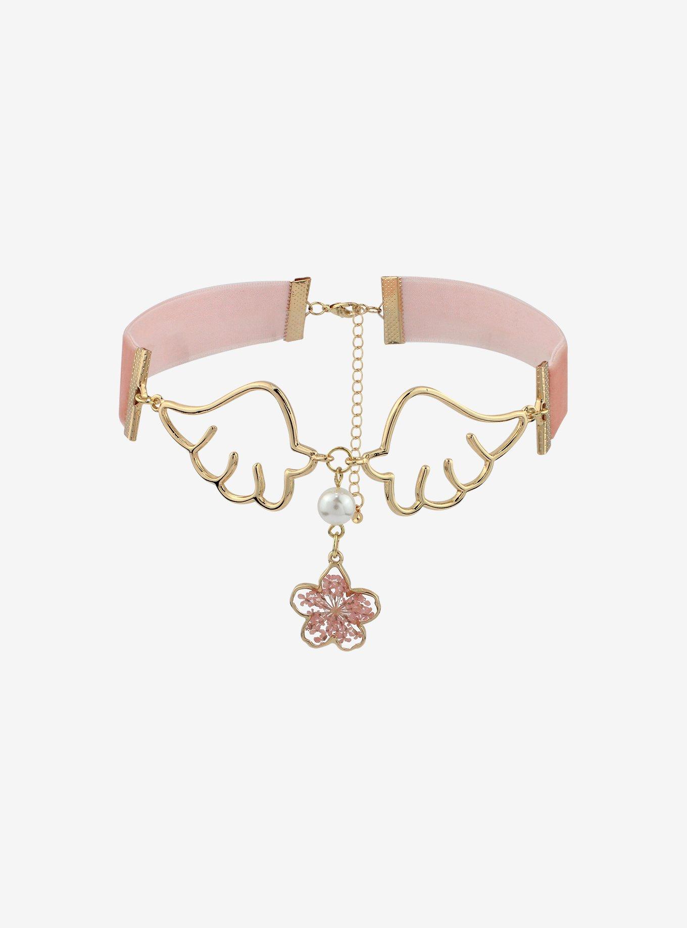 Sakura Dried Flower Wing Choker, , alternate