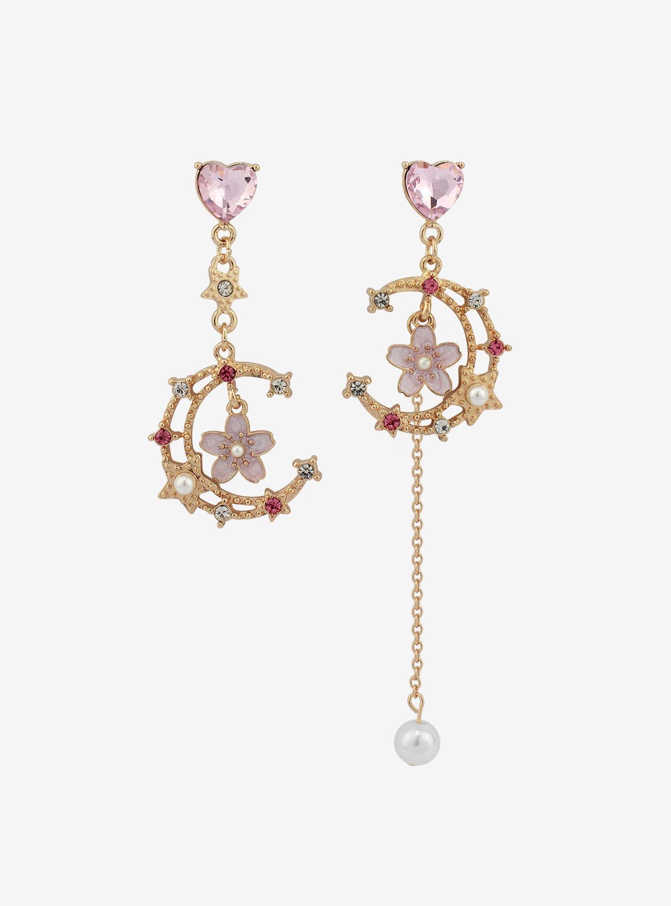 Sakura Moon Drop Earrings, , alternate