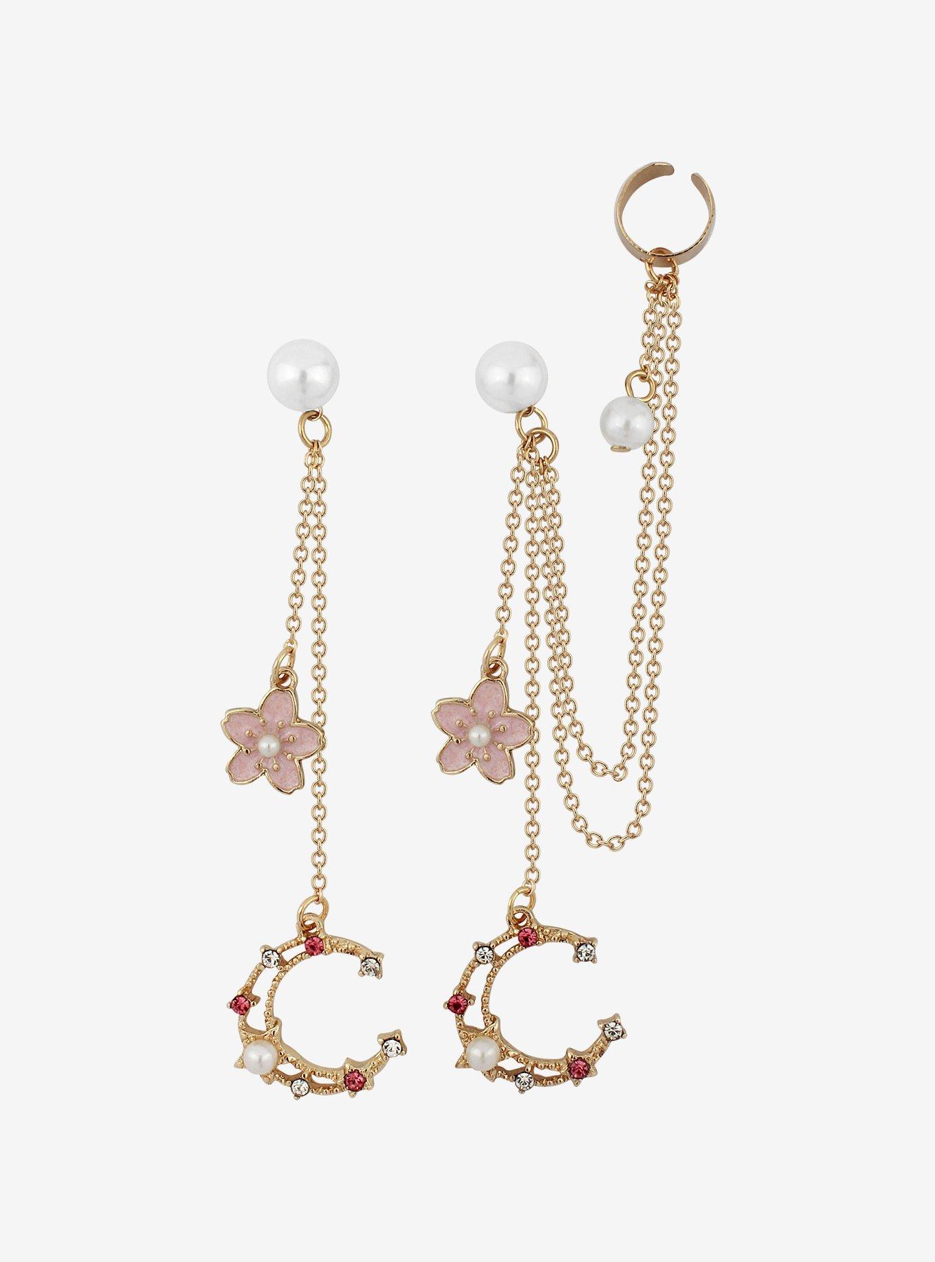 Sakura Moon Chain Cuff Earrings | Hot Topic