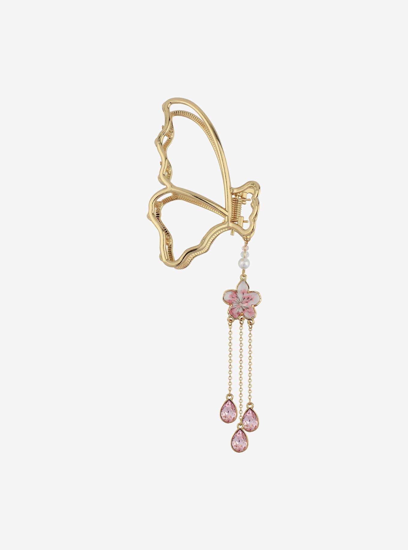 Sakura Metal Dangle Hair Clip, , alternate